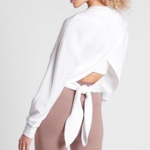 Small Athleta White Tie Back Yoga Sweatshirt